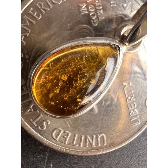 NEW Dravite orange tourmaline sterling silver teardrop pendant 1.49 grams - Picture 4 of 16